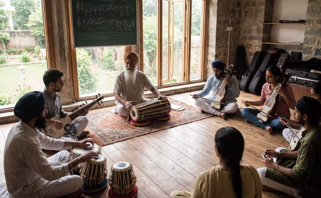 Class of Gurmat Sangeet in Sikh School of Performing Arts Academy